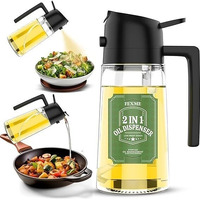 Fexme Oil Dispenser 500Ml Oil Sprayer Bottle For Cooking 2 In 1 Oil Dispenser For Kitchen Oil Sprayer For Air Fryer Premium Glass Oil Bottle With Oil Sprayer Oil Pots For Kitchen | Multicolour