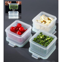 Wolpin Airtight Fridge Storage Box Fridge Organizer Food Storage Container (Set Of 3 Pcs) Refrigerator Organizer Water Drain Box&Lid For Fruits,Vegetables,Nuts,Egg Box Meat,Fish (Plastic),White