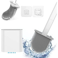 Mjn Silicone Brush With Slim Holder Flex Toilet Brush - Wall Mounted Anti-Drip Set Toilet Bowl Cleaner Brush | Non-Slip Long Handle Toilet Brush (Multicolor)