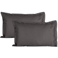 Trance Home Linen 200 Tc 100% Cotton Large Size 20X30 Inch Satin Stripe Pillow Covers | Pillow Cases | Set Of 2 Piece Pillow Covers Only |Large Size (Dark Grey, 20 X 30 Inch)