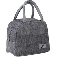 Yellow Weaves Canvas Cloth Insulated Travel Lunch/Tiffin/Storage Bag For Office, College & School (Grey, Big Size)