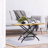 Livzing Height Adjustable Foldable Tea Table - Wooden Center Table - Powder Coated Metal Side Table/Coffee Table/Bedside Table For Home Office - Portable Laptop Table With Storage Rack - Brown