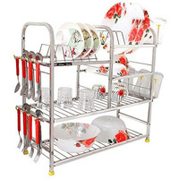 Slimshine Stainless Steel Kitchen Dish Rack | Plate Cutlery Stand | Kitchen Utensils Rack | Modern Kitchen Storage Rack (25 X 25) Inch, Silver