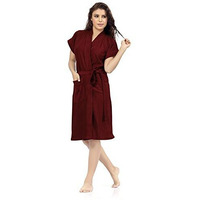 Elevanto Bathrobes For Women & Bathrobes For Girls: Everyday Terry Unisex Collection With Kimono Collar, Half Sleeve, 1 Pocket | Soft & Lightweight Comfort Bath Robe (Mehroon)