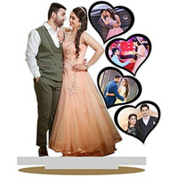 Giftswale Wood Personalized Table Top Stand Couple Photo Frame | Best Gift For Anniversary, Girlfriend, Boyfriend, Husband, Wife | Customized It With Your Photos, Tabletop