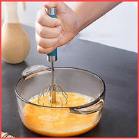 Wolpin Hand Mixer Whisker For Kitchen Hand Blender Stainless Steel Semi-Automatic Manual Hand Whisk Egg Beater, Kitchen Baking Tool Ingredients Whipping Cream Mixer