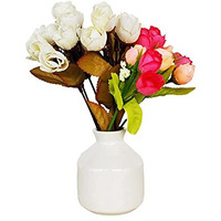 Pure Source India Porcelain Flower Vase Without Flowers, (Length 6.5 Cm; Width -6.5 Cm; Height - 9.5 Cm, Off- White)