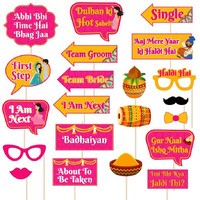 Festiko Haldi Ceremony Photo Booth Party Props Set Of 25 Pcs For Wedding Photo Booth/Haldi Photo Booth, Haldi Props For Bride And Family.