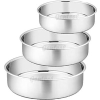 Genteel Cake Mold Tin Pan Aluminium (Diameter 6", 7", 8" Inch, Silver, Set Of 3 Pieces) Cake Mould For Baking Tray Round Cake Making Set For Microwave Oven Heavy Quality Guaranteed