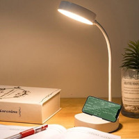 Al-Afandi Rechargeable 3 Colour Light Led Desk Lamp With Touch Sensor And Mobile Holder - Eye Protective Warm Color Light For Study Table - White