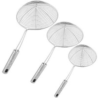 Konquer Times Deep Fry Mesh Jhara/Puri Strainer - Set Of 3 Pcs (Silver)
