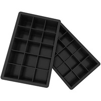 Zollyss 2 Pcs Silicone Ice Cube Trays Molds, 15 Cavities Ice Tray For Whiskey And Cocktail (Black - 15 Cavity)