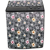 Stylista Washing Machine Cover Compatible For Lg 10 Kg Semi-Automatic Top Loading P1045Sgaz, Floral Pattern Grey