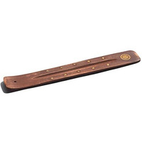 Pure Source India Wooden Incense Holder (10 X 1.5 X 1.5 Inch, Brown) Long Brass Inlay Sun Design