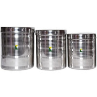 Muke Stainless Steel Kitchen Container 5 Kg To 7 Kg, Set Of 3 Pcs Steel Dibba Set Steel Utility Container Storage Dabba Food Grade Jar & Container (Pack Of 3, Silver)