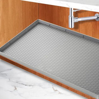 Under Sink Mat For Kitchen Waterproof, 31" X 22" Flexible Silicone Under Sink Liner With Drain Hole, Kitchen Bathroom Cabinet Mat And Protector For Drips Leaks Spills Tray