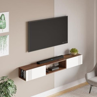 Bluewud Darien Engineering Wood Wall Mount Tv Entertainment Unit Set Top Box Stand/Tv Cabinet With Shelves For Books & Dcor Display Unit Bed Living Room Upto 60 Inches (Brown Maple & White)