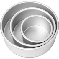 Classic 3-Piece Premium Silver Round Aluminium Cake Tin Set - 4, 5, 6 Inch Diameter X 2 Inch Height - Professional-Grade, Durable Bakeware For Perfect Cakes, Cheesecakes, Brownies, Desserts, And More