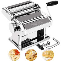 Homever 150 Pasta Maker Includes Cutter, Hand Crank, And Instructions - Stainless Steel Homemade Noodle Machine, Silver