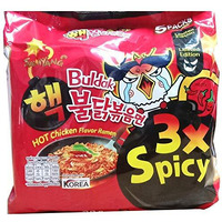 Samyang 3X Spicy Buldak Hot Chicken Flavour Instant Korean Noodles - 140Gm*5Pack (5Pack Combo) (Imported), 140 Grams