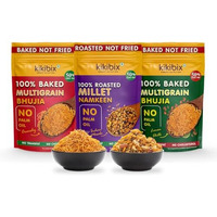 Kikibix Namkeen Assorted Combo| Baked Multigrain Bhujia-100Gm, Lemon Chilli Bhujiya-100Gm & Roasted Millet Namkeen-100Gm| Healthy Snacks For Diabetics, Low Fat, Low Calories, High Protein| Pack Of 3
