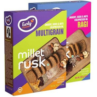 Early Foods Assorted Pack Of 2: Zero Maida Ragi Rusk & Multigrain Rusk | Sugarfree Millet Rusk With Jaggery | Millet & Atta Rusk No Maida | Kids Snack | 210G X 2