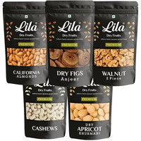 Ldf Daily Needs Dry Fruits Combo Pack 1Kg | Premium Mixes Of American Almonds, California Walnuts, Afghani Anjeer, Bold Cashews, Dried Apricot (200G Each) | Ideal For Snacking | Perfect For Gifting