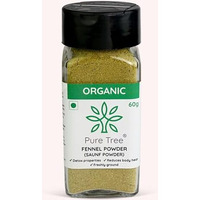 Pure Tree Certified Organic Saunf Powder | Glass Jar | Fennel Seed Powder Organic | Variyali Powder | Sompu Powder | Saunf Powder Gluten Free & Flavourful, 60 Gram