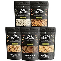 Ldf Daily Needs Dry Fruits Combo Pack 1Kg | American Almonds, California Walnuts, Afghani Anjeer, Bold Cashews, Dried Apricot (200G Each)