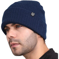Coreteq Unisex Soft Wool Winter Cuff Beanie Cap (Air Force Blue, Free Size, Pack Of 1)