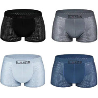 Lak 18 Men's Underwear Mesh Modal Boy Boxer Briefs Breathable Men's Pants With Ultrasoft Waistband || Pack Of 3 (Multicolor) (M)
