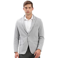 Showoff Men's Notched Lapel Solid Grey Single-Breasted Blazer-Ex-3021A_Grey_L
