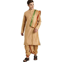 Vastramay Mens' Rose Gold Cotton Blend Kurta Dhoti And Dupatta_Vasmdk007Rg_42