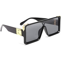 Dervin Unisex Square Sunglasses Black Frame Black Lens (Medium)