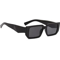 Dervin Uv Protection Rectangular Wide Leg Sunglasses For Men And Women (Black)