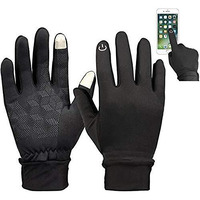 Handcuffs Unisex Synthetic Biking Cycling Water Resistant Outdoor Athletic Touch Screen Friendly Mittens Gloves (Black, Large Size)