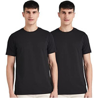 Amazon Brand - Symbol Men's Cotton T Shirt | Round Neck | Half Sleeve | Plain | Combo Pack Of 2 - Regular Fit (Available In Plus Size) (Black_L)