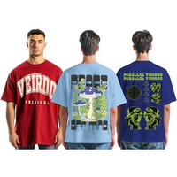 Veirdo 100% Pure Cotton Oversized Baggy Fit Half Sleeve Printed Round Neck Multicolor Drop Shoulder T-Shirt For Men (Po3_Os_Ss25_Prvi_Pcmd_Vdrd_Xxl)