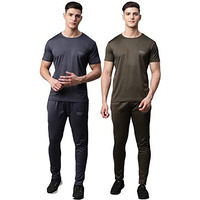 Mack Jonney Dryfit Solid Lycra Multicolor Tracksuit Co-Ord Sets For Men (Pack Of 2)-Dryfit_T_D10_Gry_Olv_04-Xxl