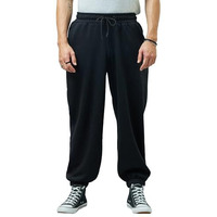 Bewakoof Men's Solid Super Loose Fit Cotton Blend Joggers_ 617465 Black L