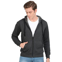 Scott International Men's Solid Cotton Hoodies | Sweatshirts | Sweatshirt With Zipper Stylish| Winter Wear With Hood And Pockets Charcoal