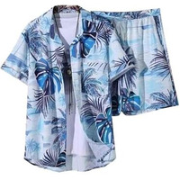 Leriya Fashion Night Dress For Men || Rayon Multi Printed Night Dress For Women || Summer & Beach Wear For Men || Sleepwear Pajama Set For Men || Vacation || Travel Wear (Lf-Ms-6090&Sh182-M-Blue)
