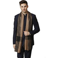 Pashtush Woven Mens Stole, Self Weave Design, Mens Muffler, Warm Cashmere Feel (Dapper Taupe)