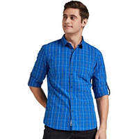 Amazon Brand - Symbol Men's Checkered Regular Fit Casual Shirt (Aw20-Sy-Ydt-09_Blue&Navy&White L)