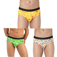 Bummer Men's Printed Micro Modal Briefs Underwear | Ultra Soft & Breathable | Combo Pack Of 3