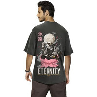 Bewakoof Men's Eternity Graphic Printed 100% Cotton T-Shirt - Oversized Fit, Round Neck, Half Sleeves_596129_Grey_L