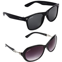 Creature Black Glossy & Matt Finish Unisex Sunglasses Combo With Uv Protection