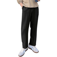 Aahwan Black Basic Solid Color Pleated Korean Pants & Tousers For Men's(286_Black-36)