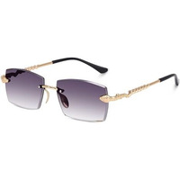 Dervin Uv Protected Retro Rectangular Rimless Sunglasses For Men And Women (Black)