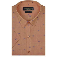 Accox Men's Half Sleeves Regular Fit Cotton Linen Formal Printed Checkred Shirts(Gcr29_38) Multicolour